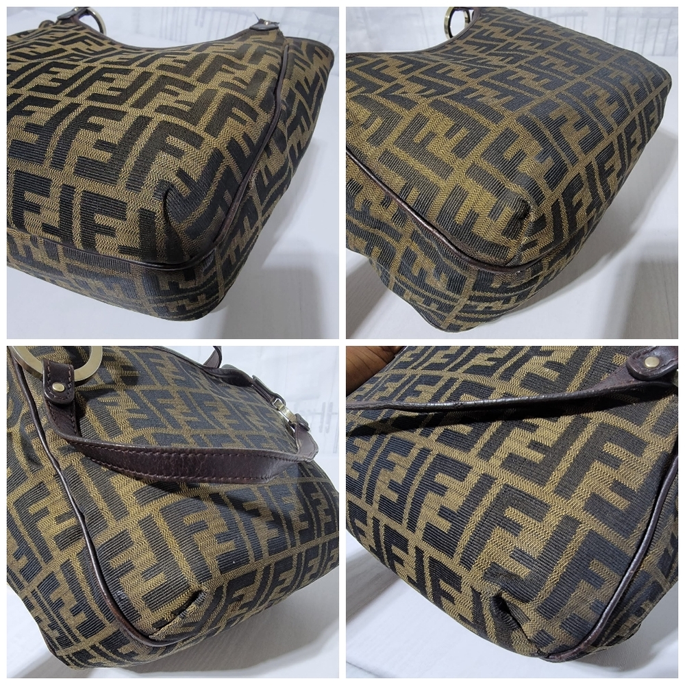 Fendi Tobacco Zucca Chef Moro Canvas And Leather Tote Bag - Picture 12 of 13